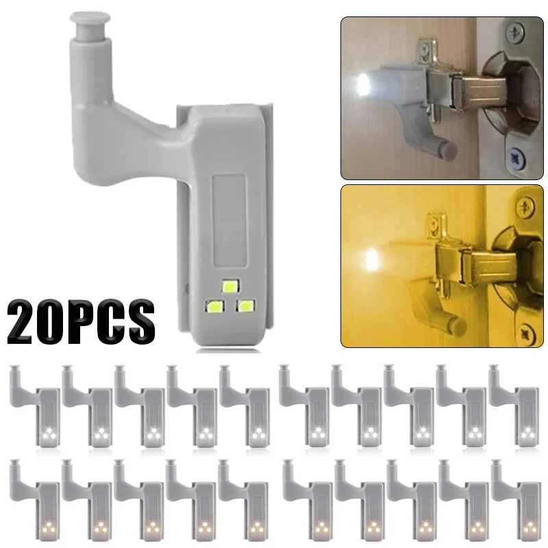 Polocat10/20 chiếc đèn bản lề trong có đèn LED dưới đèn Tủ cửa tủ chén tủ quần áo thông dụng đèn ban đêm cho tủ quần áo phòng ngủ nhà bếp đèn cảm biến
