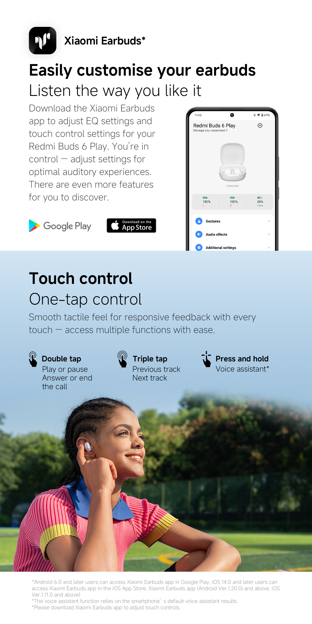 Xiaomi Redmi Buds 6 Play Bluetooth Headphones With Charging Case_voghion.com