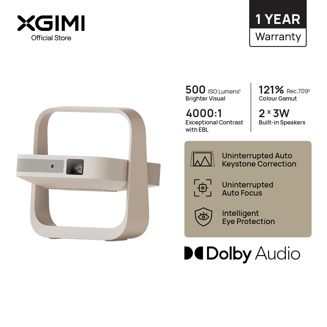 XGIMI Elfin Flip Plus Projector | 1080P Full HD | Dolby AUDIO | GoogleTV | 500 ISO Lumens | Compact Design