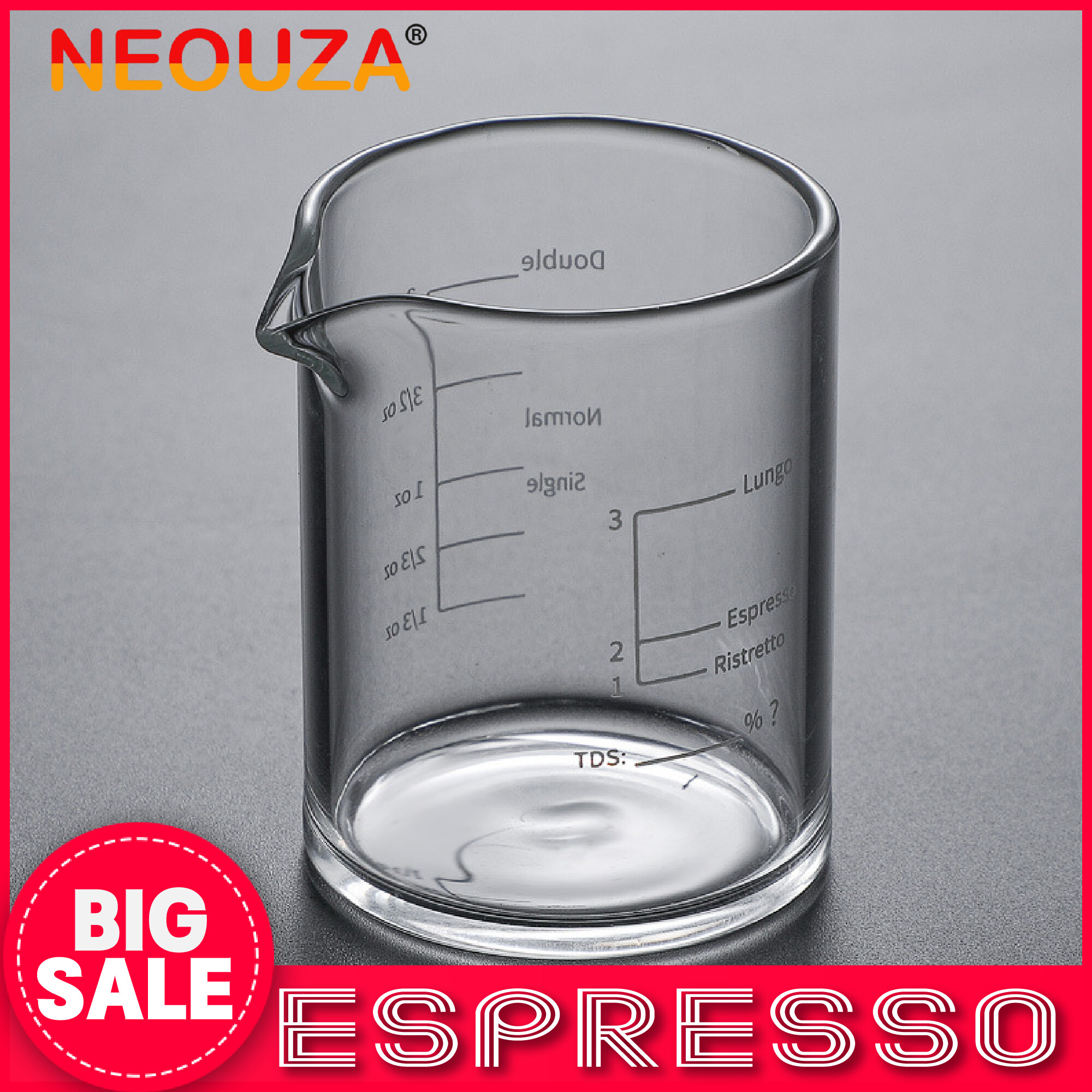 NEOUZA Espresso Glass Coffee Cup Ounce Measuring Cup Liquid Glass With Scale Food Baking Measure Tool Kitchen Supplies ราคา 110 บาท*ส่งฟรี