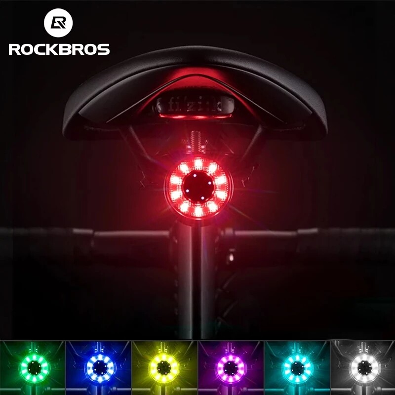 ROCKBROS phía sau Xe đạp ánh sáng sạc USB cảnh báo an toàn đèn đi xe đạp đầy màu sắc đèn đuôi xe đạp đèn xe đạp Phụ Kiện Xe Đạp