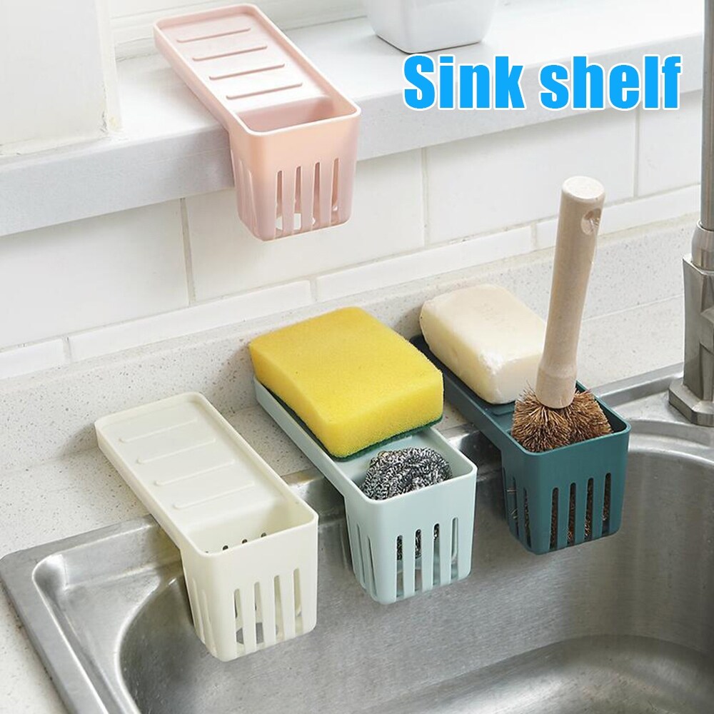Gambar Suction Cup Drain Rack For Kitchen Sink Drain Rack Multi function Storage Rack Drying Racks Sponge Storage Rack Soap Holder