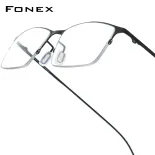 FONEX kính hợp kim Titan người đàn ông thiết kế thương hiệu kinh doanh khung kính mắt dáng vuông bán không có vành nửa-rim siêu nhẹ tùy chỉnh kính mắt cho mắt 8101