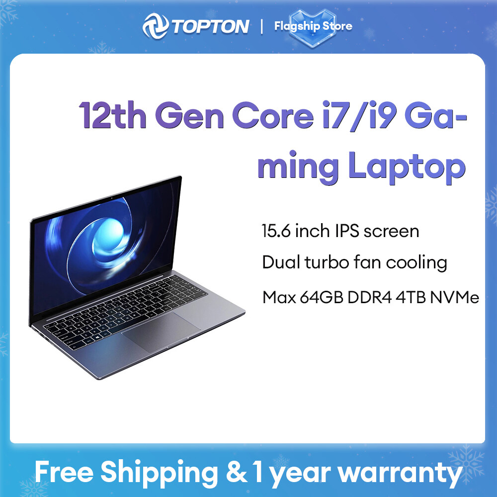 Lazada Philippines - TOPTON 12th Gen Intel Gaming Laptop i9 i7 i5 15.6 Inch IPS Metal Ultrabook Max 64GB DDR4 4TB NVMe Portable Notebook Office PC Laptops