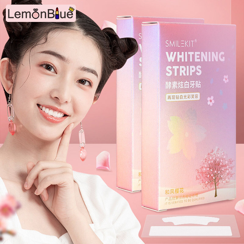 Gambar LemonBlue 14PCS Tooth Whitening Strips Teeth Clean Wipes Tooth Cleaning Tool for Oral Deep Cleaning Treatments Dental Care Kit