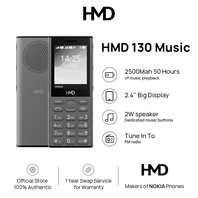 【Top Sales】HMD&Nokia 130 2G 2500mAh LongStandby Dual Sim 2.4" Display 2W Loud Speakers Feature Keypad Basic Phone - Image 2