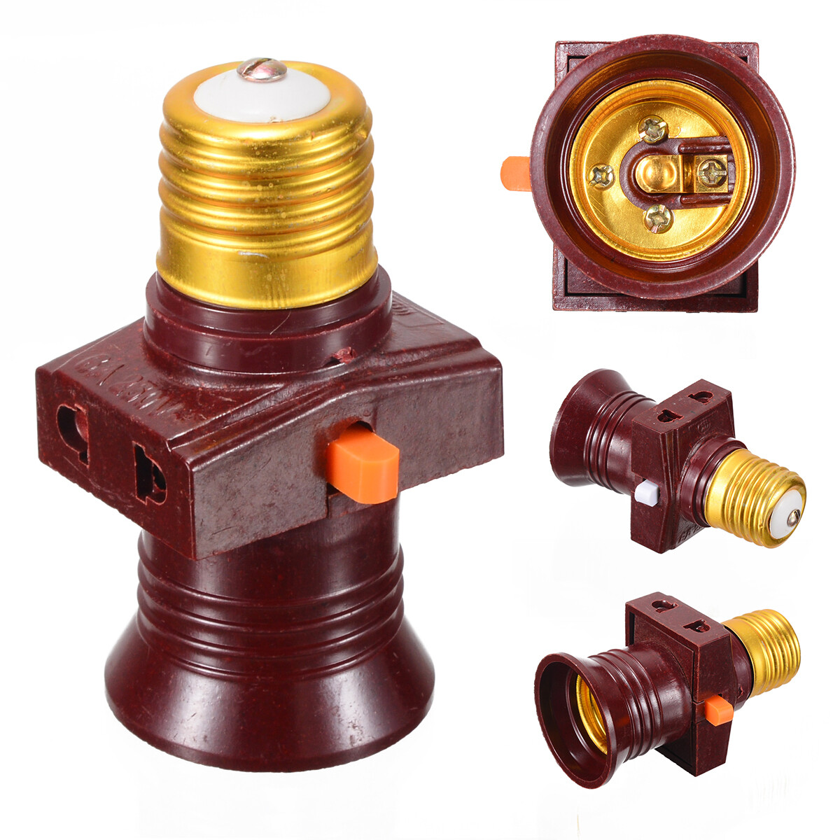 110-250V E27 đui vặn ánh sáng đui đèn chuyển đổi với chuyển đổi đui đèn