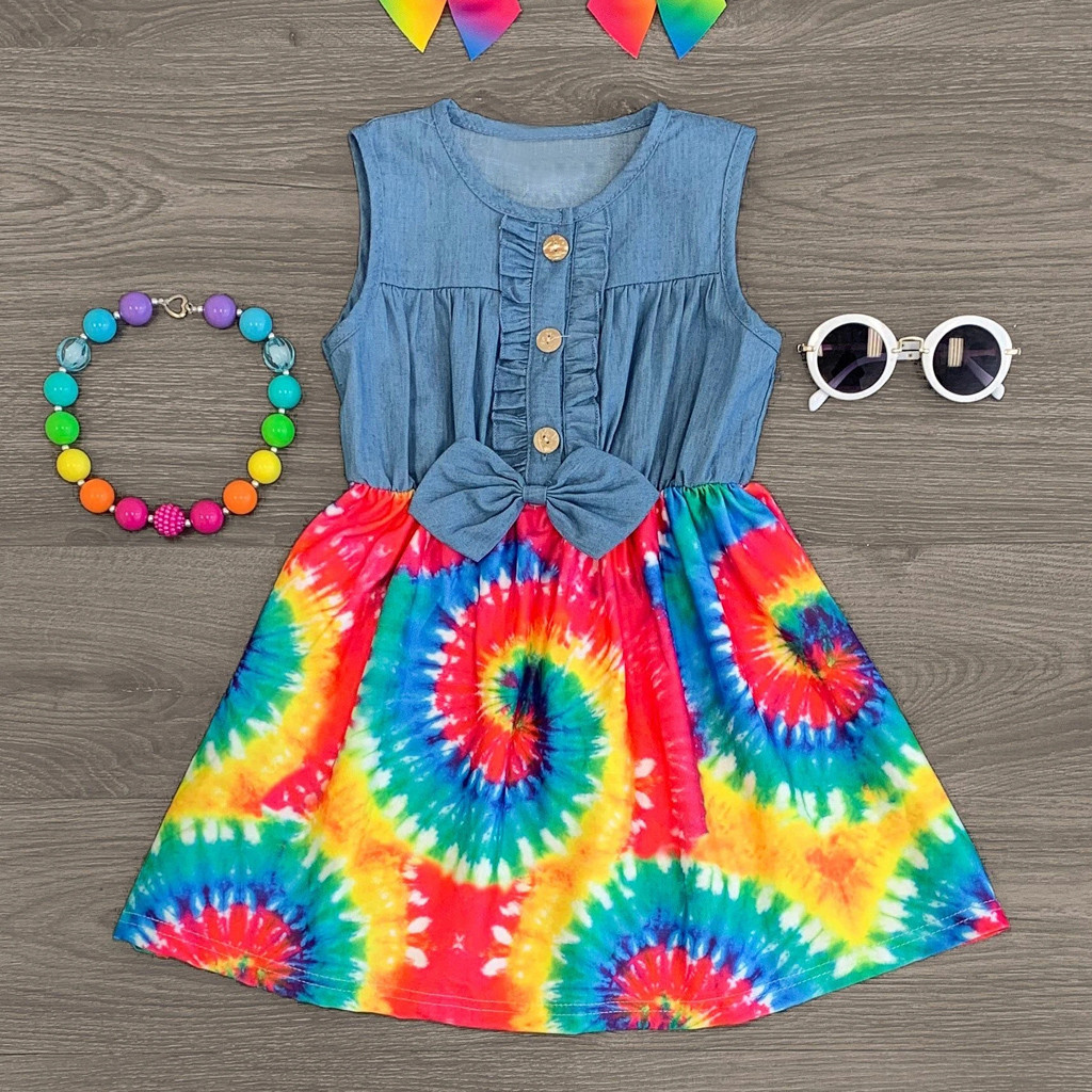 Toddler Kids Baby Girls Ruffle Rainbow 