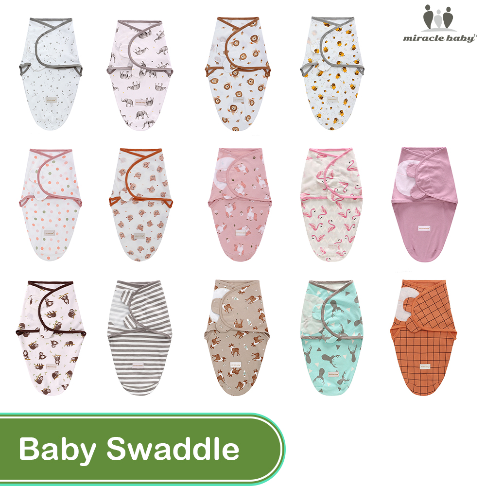 Miracle baby Newborns Cotton Baby Swaddle Blanket Wrap Envelope Type for 0-6 Months Infant Swaddle Bag Cotton Baby Sleeping Bag kids Sleepsack Stroller Cover Baby Swaddle Pod Ultra Comfort Adjustable Swaddle Infant ราคา 393 บาท*ส่งฟรี