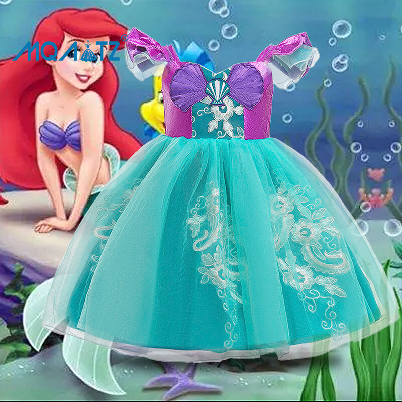 MQATZ Carnival Flower Kids Cosplay Little Mermaid Dress For Girls Children
