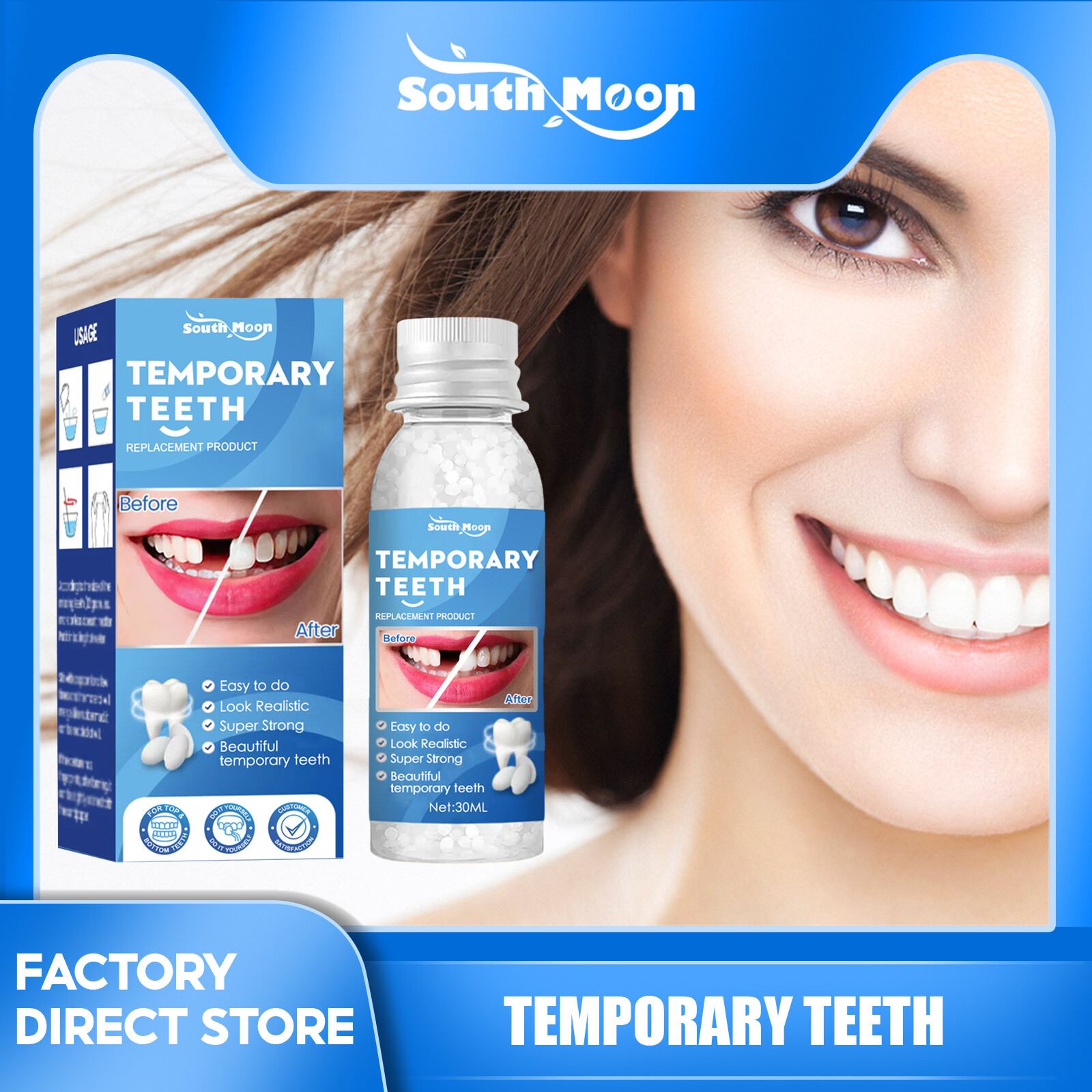 Nam mặt trăng sửa chữa răng tạm thời nhựa nha khoa shapeable răng keo trang điểm răng giả sửa đổi điền bị hỏng răng nanh răng giả rắn răng giả tạm thời nhựa răng giả kẹo cao su hàm răng giả nhựa sửa chữa răng chăm sóc răng trang điểm halloween
