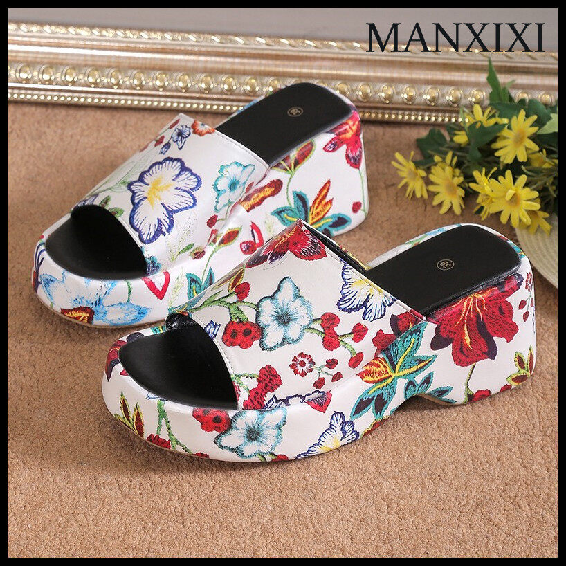MANXIXI Fashion Women Wedge Heels 2.36 Inches Beautiful Flowers Pattern Sandals (Size 36-43) ราคา 512 บาท*ส่งฟรี