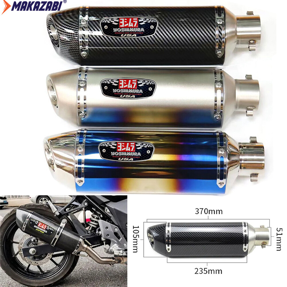 370mm phổ ống xả xe máy Muffler đuôi ống pô sửa đổi Ống xả Muffler Yoshimura r77 Muffler Canister ống xả cho SYM Kymco PCX nmax c650gt tmx530 cbr500r Z1000 aerox vv