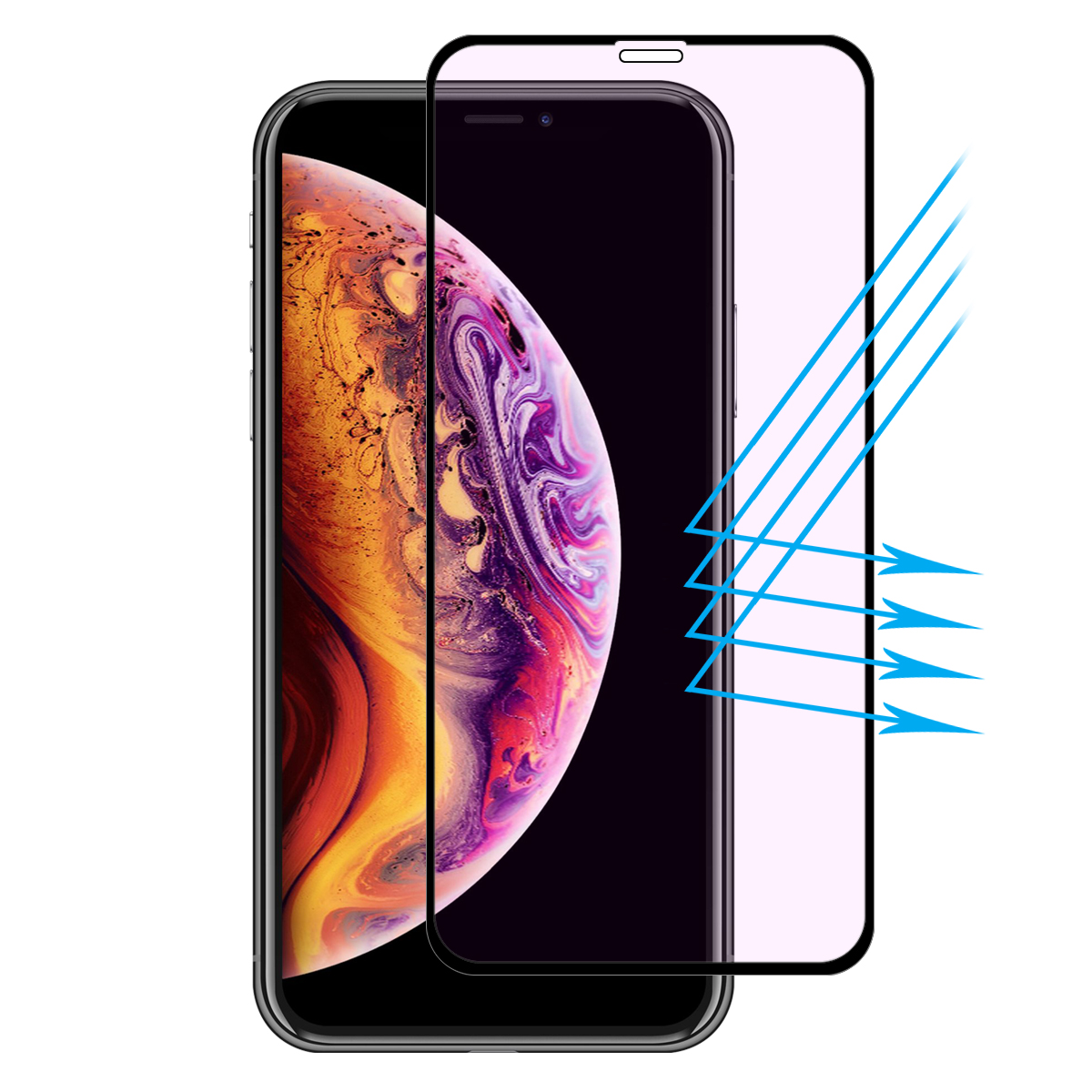 Image result for IPHONE XR BLUE RAY TEMPERED GLASS