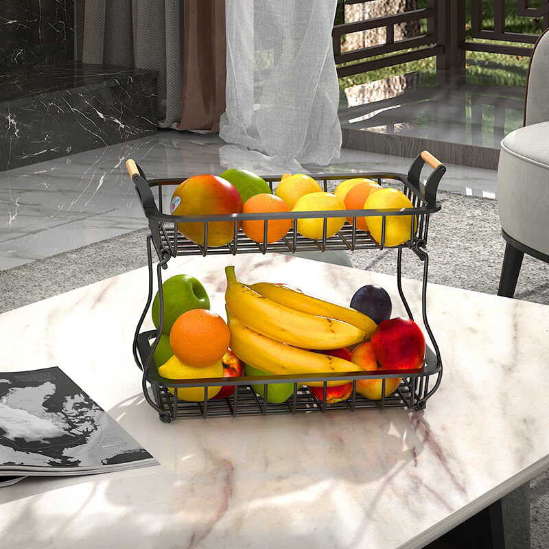Gambar 2 Tier Fruit Basket for Table Display Fruits Stand Detachable VegetablesFruits Storage Basket