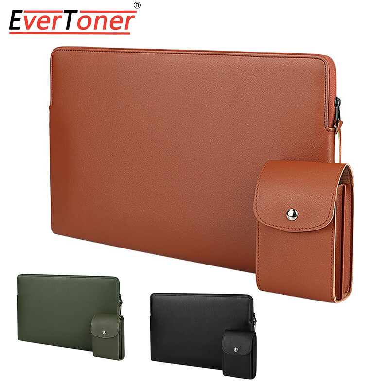 EverToner Da PU Mới Túi Đựng Máy Tính Xách Tay Chống Thấm Nước 13.3 14 15.6 Inch Bao Đựng Notebook Trường Hợp Đối Với Macbook 13 Inch Air Pro Hp Acer Dell Phụ Nữ Người Đàn Ông