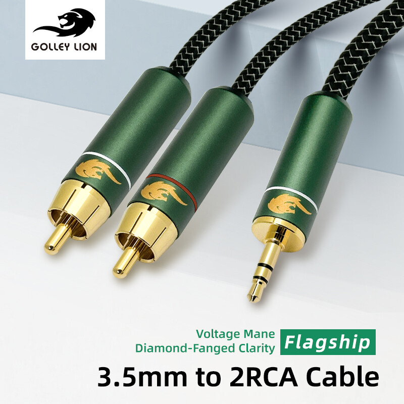 GOLLEY LION 3.5mm to 2 RCA Audio Cable, Silver-Plated Copper, Hi-Fi Stereo Sound for Home Theater/Car Audio ราคา 1,236 บาท*ส่งฟรี