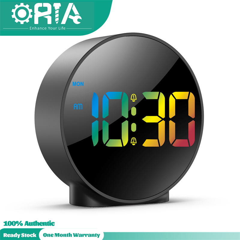 ORIA Digital Alarm Clock USB LED Digital Clock Touch Sensing 12/24H Format Dual Alarm Desk Clock with Snooze Large Screen Dimmable for Bedroom Bedside Office Students Kids Elderly