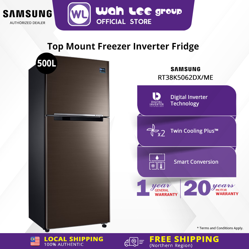 samsung 500l top mount freezer 2 door refrigerator rt38k5062dx me