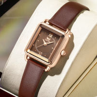 OPK Watch For Women Waterproof Original Quartz Leather Square Elegant Brown Ladies Wristwatch Valentine Gift