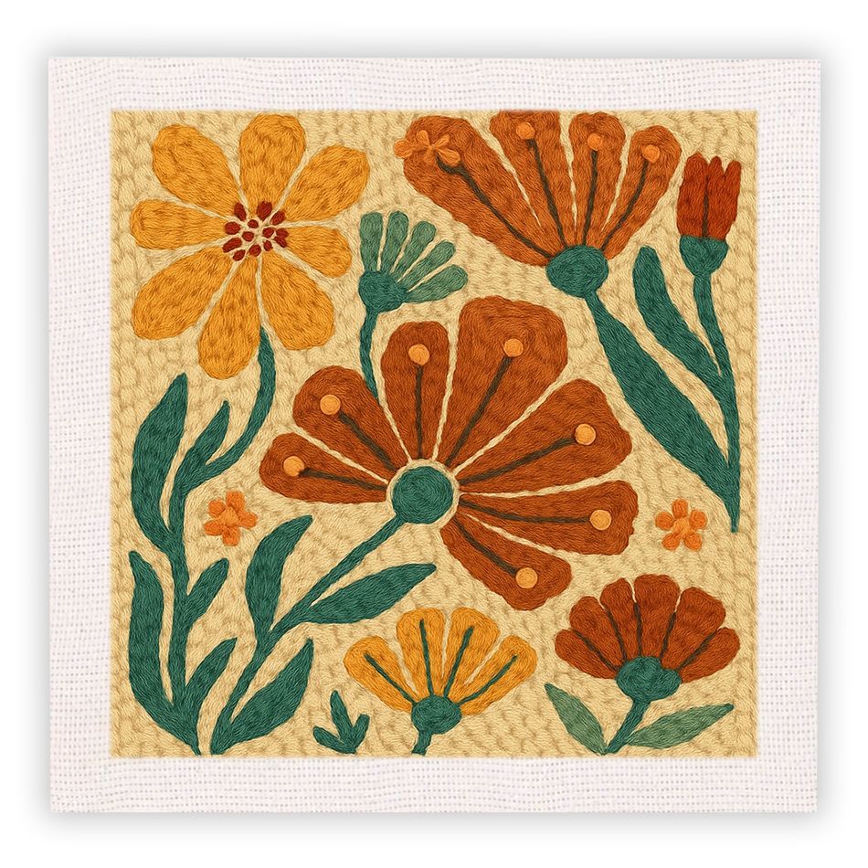 RUOPOTY Flower Punch Needle Embroidery Home Decoration Adult Hobbies Flower Complete Punch Needle Kit Unique Gift Art Projects For Adults