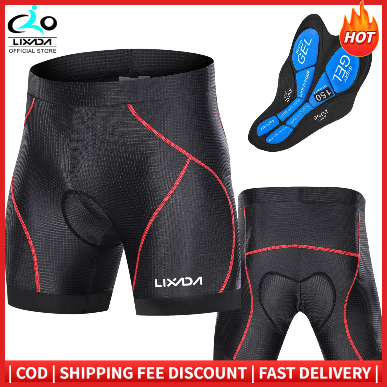 Lixada Xe Đạp Nam Quần Soóc Độn Với Chân Chống Trượt Đi Xe Đạp 3D Quần Độn Mông Xe Đạp Đệm Quần Đạp Xe Đi Xe Đạp Đồ Lót Quần Short