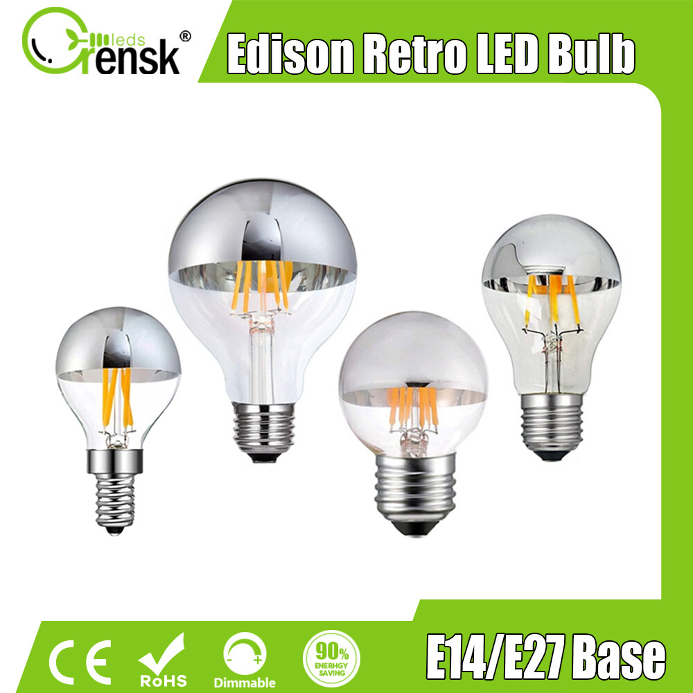 Sáng Tạo E14 E27 bạc mạ crôm Bóng Đèn Led Edison G45 G95 4W 6W Thay Đổi Độ Sáng bóng đèn dây tóc Cổ Điển 2700K màu trắng ấm ánh sáng trang trí Cho Nhà