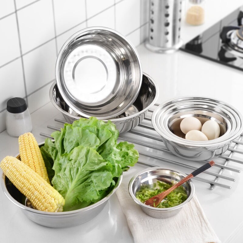 Gambar high quality Stainless steel bowl of soup basin with rainbow noodle bowl canteen thickening basin small bowl dish stainless steel small non magnetic soup bowl