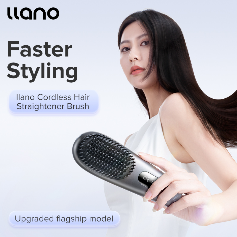 LLANO V2 Cordless Hair Straightener Brush, Rechargeable, 30s Fast Heating, for On-The-go Styling, Portable Negative ion Hair Comb, 3 levels temperature adjustment, with 190 Million Negative Ions ราคา 1,611 บาท*ส่งฟรี