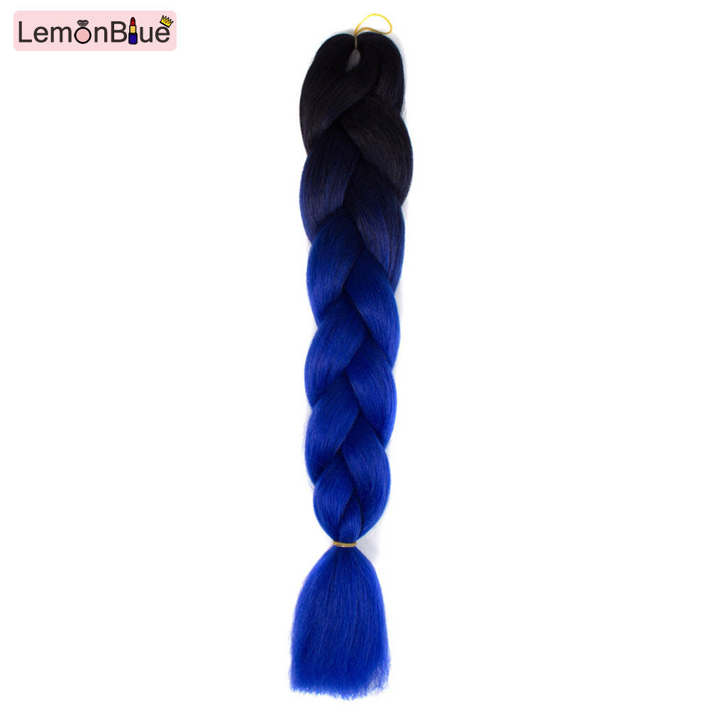 Gambar LemonBlue Fashion Women Wigs Sexy 60cm Long Braided Braid Ombre Color Cosplay Hair Wig For Ladies Girl Gifts 15