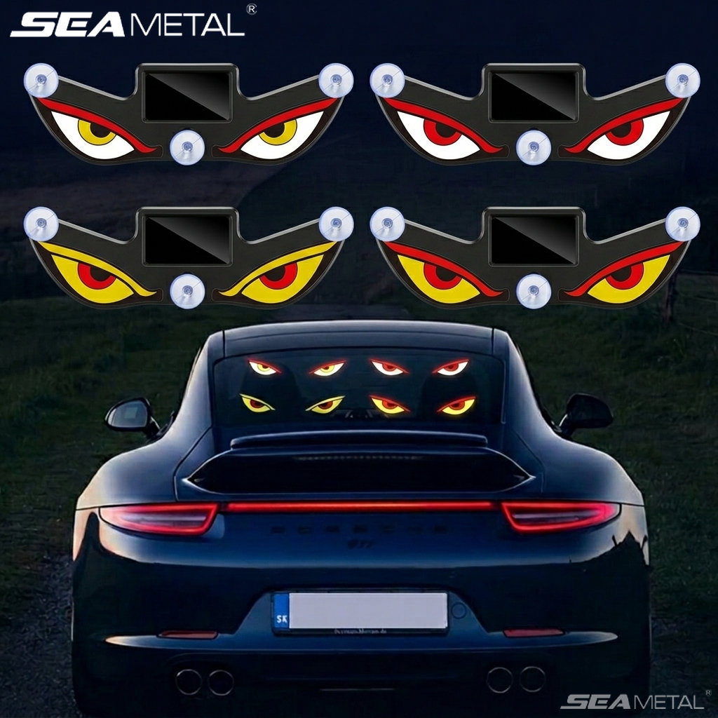 Sseetal xe Đèn Led Cảnh Báo Nhiều chế độ mắt quỷ ánh sáng môi trường Núm hút cao su sử dụng năng lượng mặt trời bầu không khí Đèn trang trí