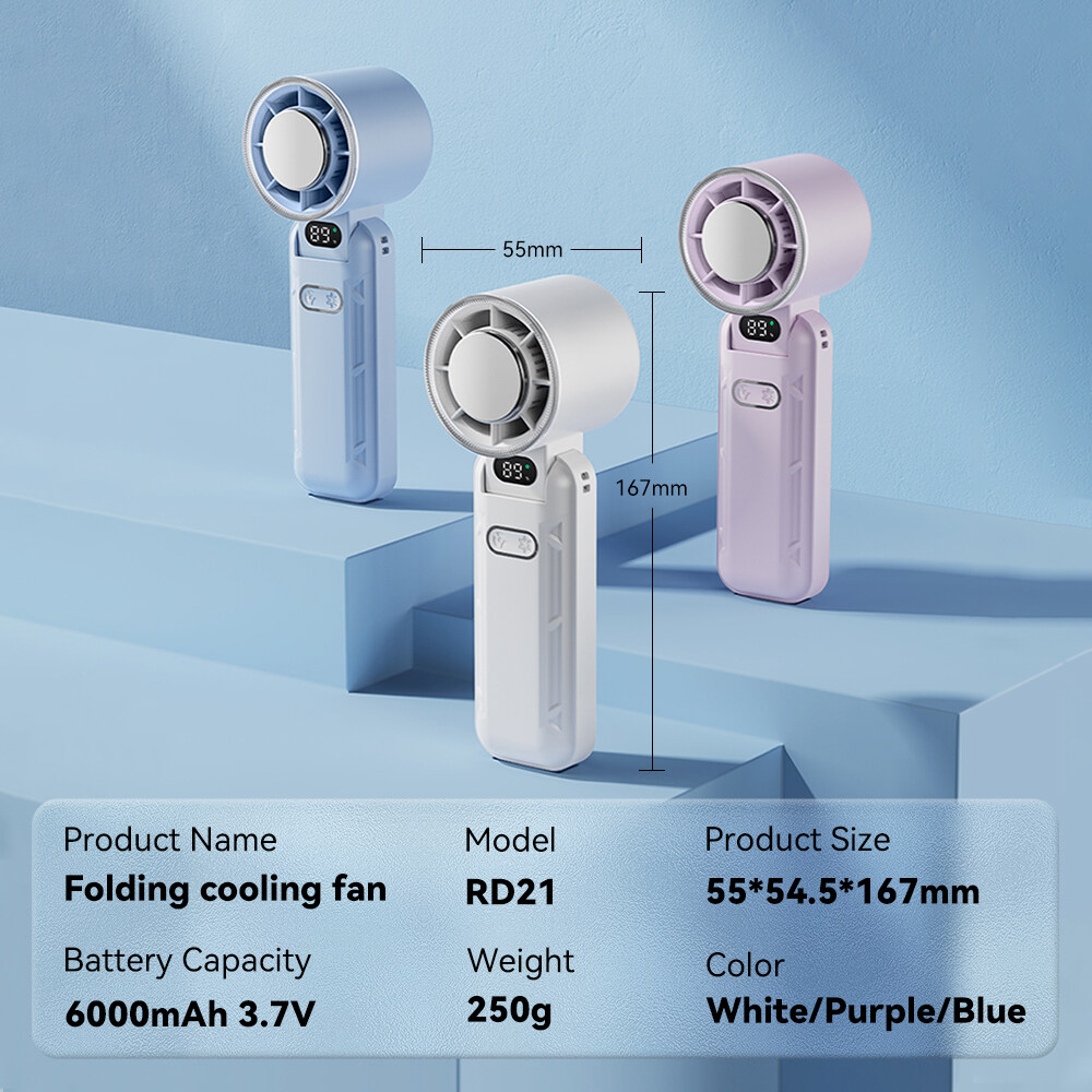 Portable Foldable Handheld Fan 5 Speed Rechargeable Cooling Fan_voghion.com