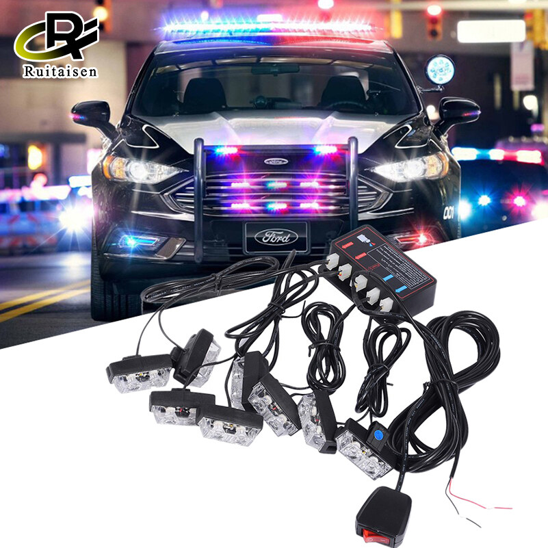 Đèn Cảnh Báo Nhấp Nháy Điều Khiển Có Dây 16LED Đèn Tín Hiệu Cảnh Sát, Đèn LED Chạy Ban Ngày, Đèn Sương Mù
