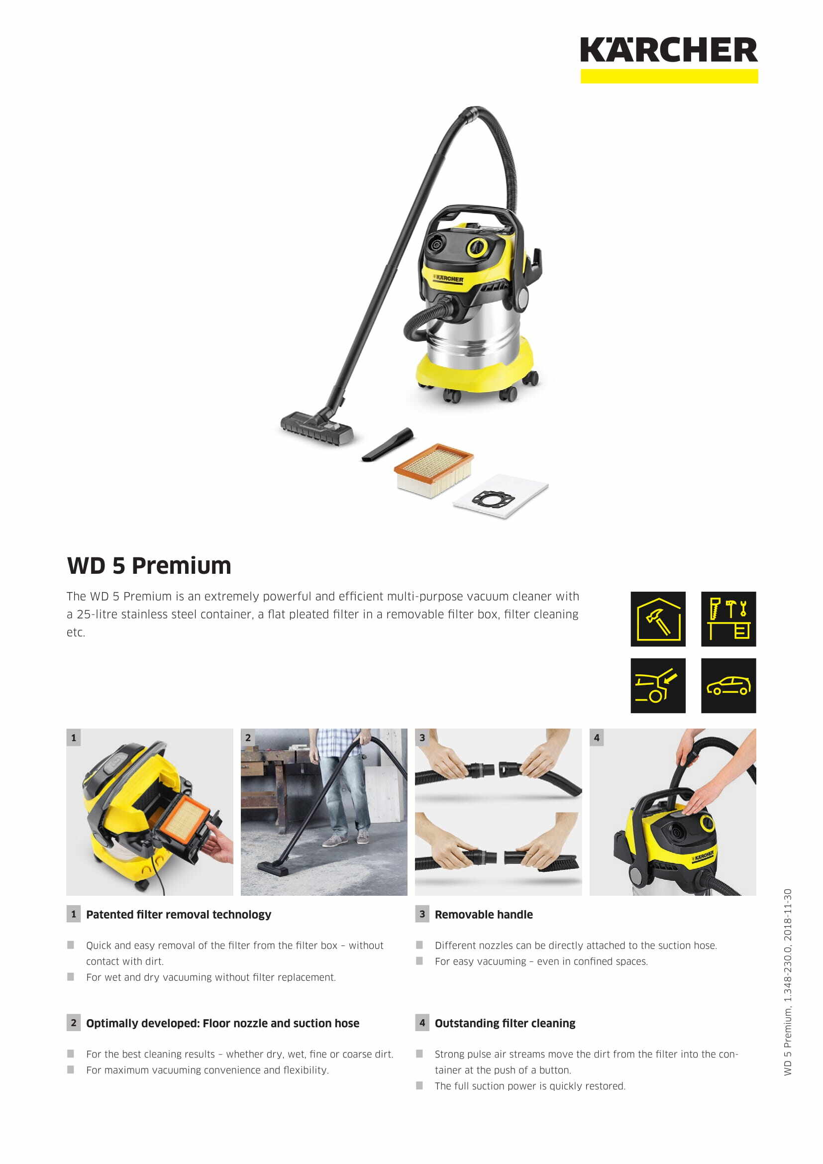 KARCHER WD5 Premium Multipurpose Wet&Dry Vacuum Cleaner 1100W Dinor