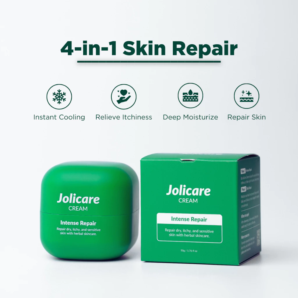 Jolicare Cream - 15g or 50g | Intense Repair for Dry Itchy & Sensitive Skin | The Herbal Cream for Lasting Repair