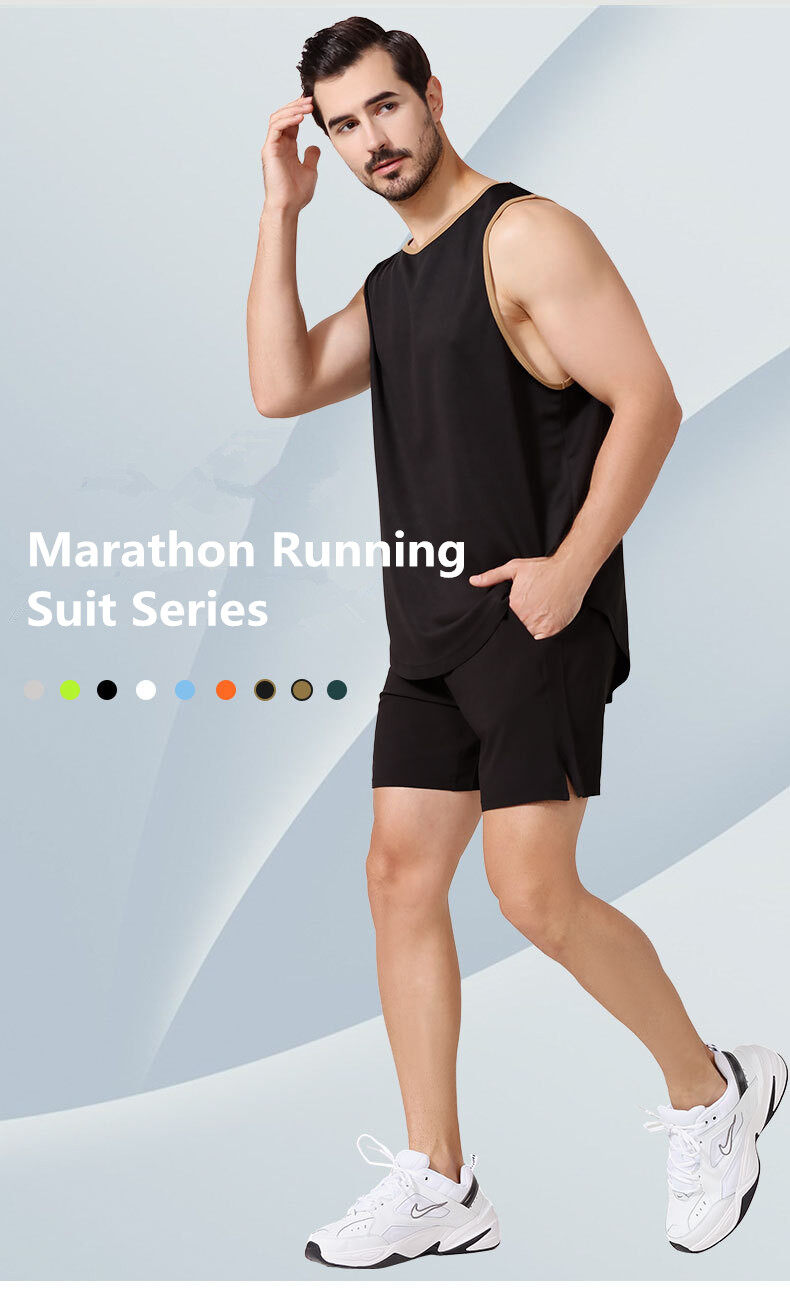 Sportbekleidung Outdoor Marathon Running Fiess Weste Shorts Set für Herren_voghion.com