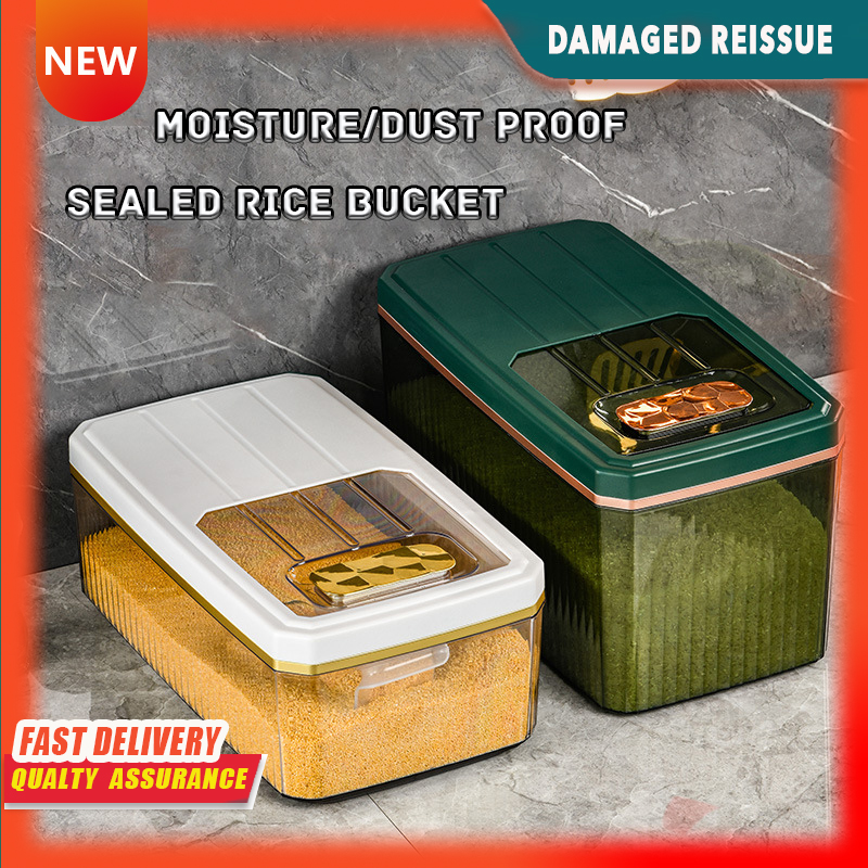 Gambar New Transparent Large capacity Rice Bucket Household Insect proof Moisture proof Sealed Storage Box Fresh Grain Box
