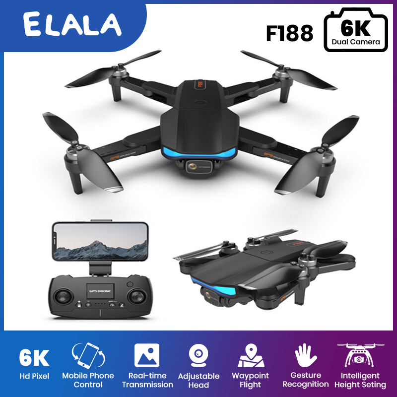 [ELALA] F188 Plane Brushless GPS folding 6K HD 5G Aerial Photography Helicopter Continuous Remote Control Aircraft Remote Toys ราคา 5,774 บาท*ส่งฟรี