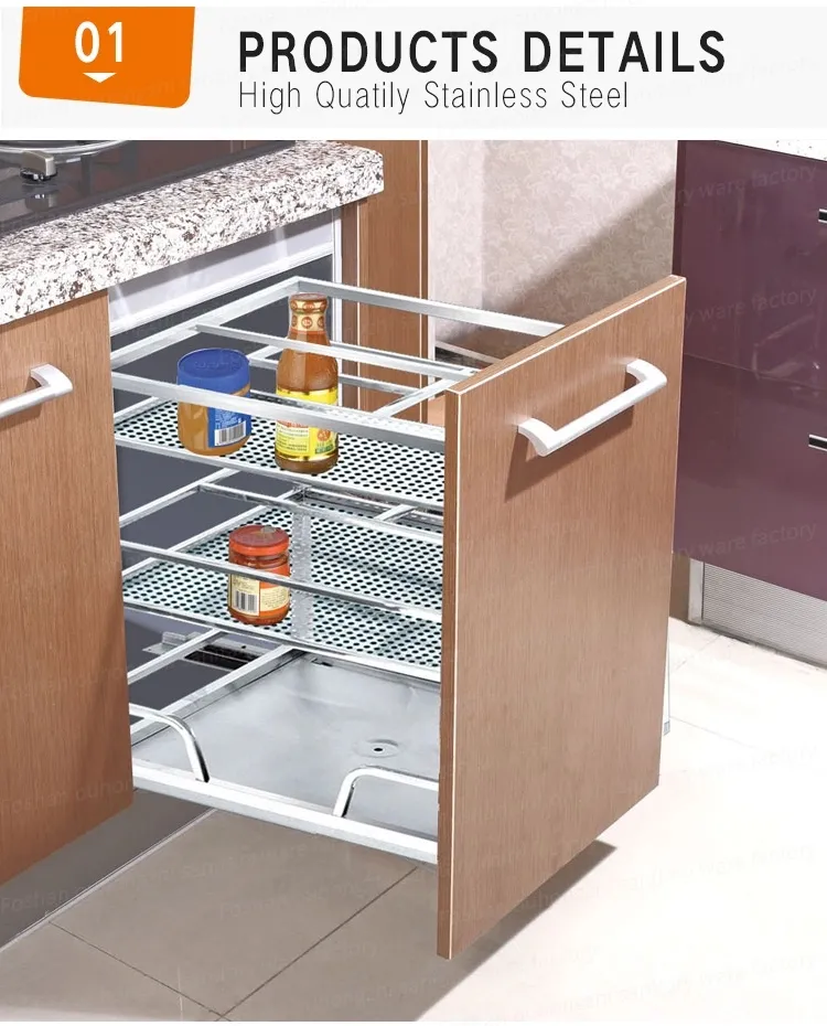 Kitchen Cabinet Pull Out Basket Kitchen Storage Kitchen Organizers Dish Rack Plate Cup Rack Utensils Spice Bottle Holders 3 Tier Stainless Steel Strong Kitchen Cabinet Drawer Organizer Basket Kitchen Modern Lazada Singapore
