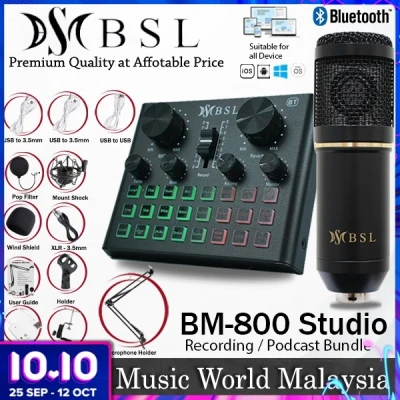 BSL BM-800 Studio Condenser Microphone - V8 Plus Bluetooth USB Sound Card Package Mic for Live Recording (BM800) (6)