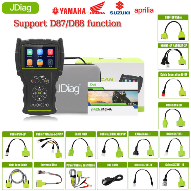 JDiag M100 Pro Moto New Function Scanner D87 D88 CO idle speed adjustment ABS test TPS Diagnostic EFI Motorcycle Tester Simple Version Multilingual Motorcycle Diagnostic Tool Brand ราคา 4,291 บาท*ส่งฟรี