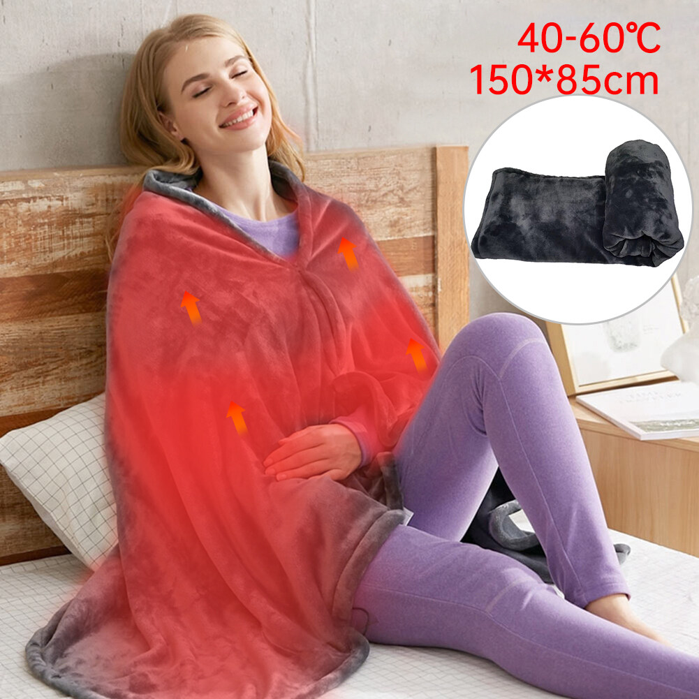 150x85cm Electric Heated Blanket Wrap USB Powered Heated Shawl Reversible  Fleece Heating Throw Blanket Thick Winter Body Warmer | Lazada Singapore