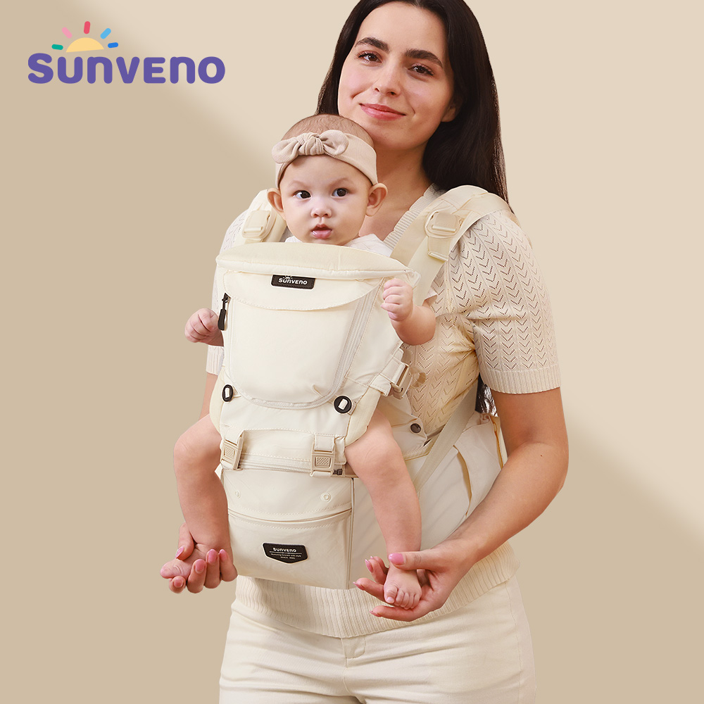 Sunveno Baby Carrier with Hip Seat 6-in-1 Baby Carrier Newborn to Toddler with Hip Seat (Ergonomic M Position) for 3-36 Month/ 7-44lbs Baby, Adjustable Size for Enhanced Lumbar Support, Water/Oil/Stain Resistant Fabric ราคา 2,899 บาท*ส่งฟรี