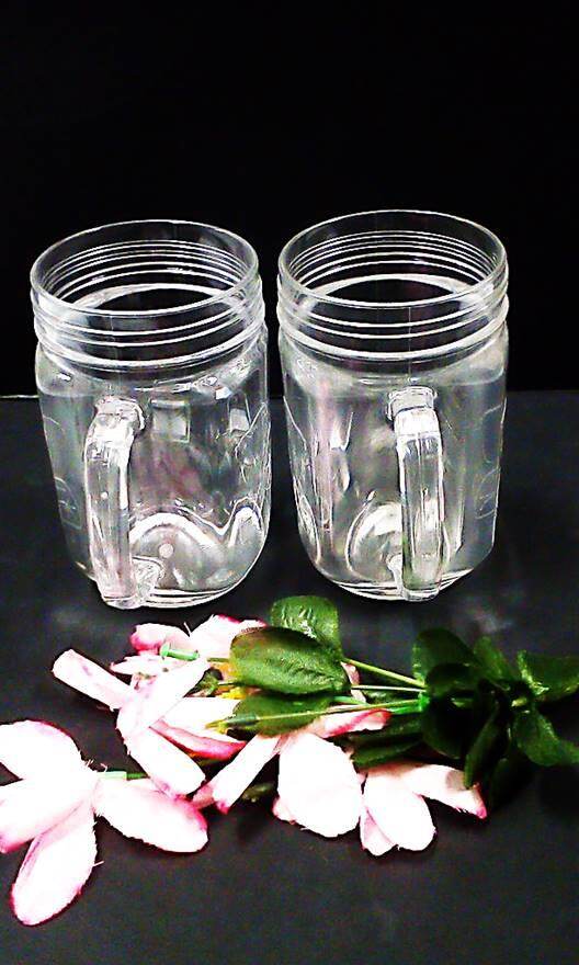 Gambar 2pcs  High Quality Juice Cup  with handle 15oz For Business and Home .ship within 6 hours.(transparent)