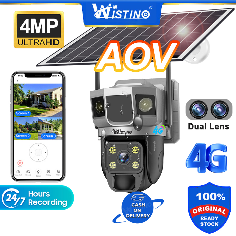 Wistino V380 solar camera 4G SIM outdoor waterproof 360 ° 8MP AOV low power automatic tracking monitoring passive outdoor home security ราคา 2,551 บาท*ส่งฟรี