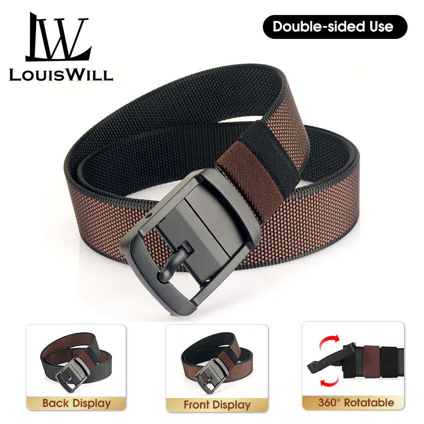 LouisWill Men Belt Outdoor Tactical Belt Adjustable Belt Rotating Buckle Nylon Waistband Double-Sided Two-Color Belt Youth Sports Canvas Pant Belt Simple Nice Waistband Nylon ราคา 172 บาท*ส่งฟรี