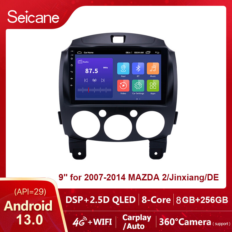 Seicane Seicane 9inch QLED Touchscreen Android 13.0 Radio GPS Navigatio for 2007 2008 2009 2010 2011 2012 2013 2014 MAZDA 2/Jinxiang/DE/Third generation with Bluetooth USB WIFI Support SWC Split Screen Netflix PlayStore Waze YouTube ราคา 2,600 บาท*ส่งฟรี