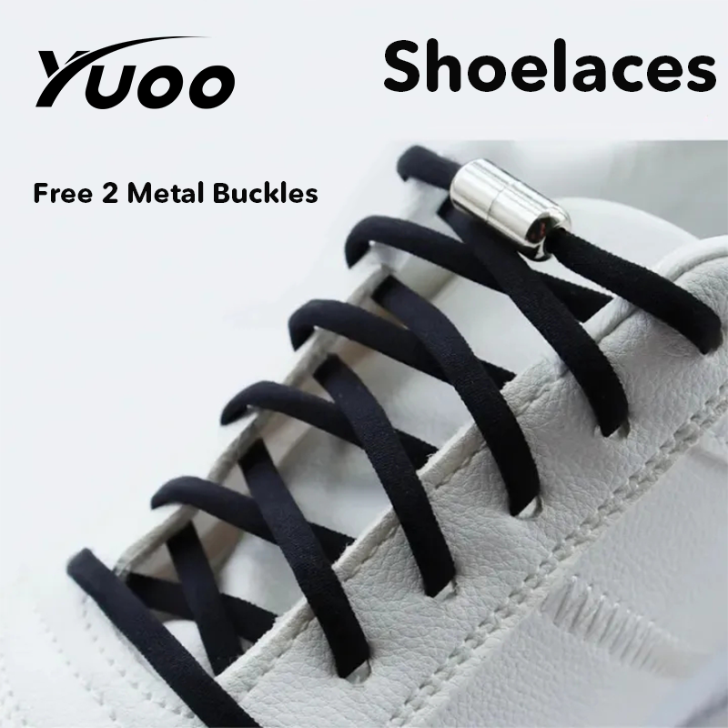 YUOO 1 Pair Elastic Flat Shoelaces No Tie Shoe laces Metal Lock Creative Kids Adult Sneakers Shoelace Lazy Laces Unisex