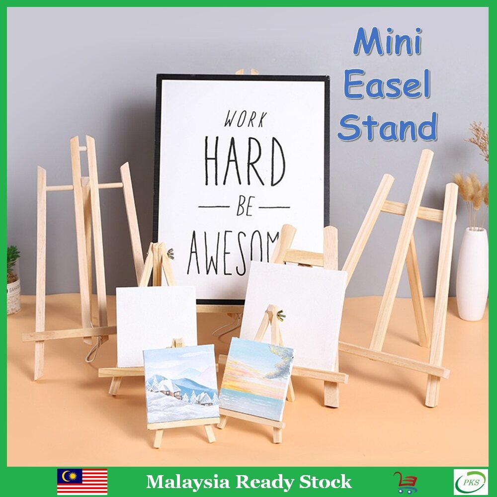 4 By 4 Inch Mini Canvas And 8*16cm Mini Wood Easel Set For Painting