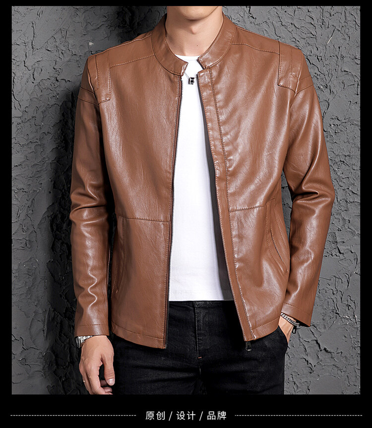 áo da nam áo khoác xe máy trang phục thu đông điển trai mẫu mới 2021 trào lưu tôn dáng phong cách hàn quốc mùa thu áo jacket da thật nam 20
